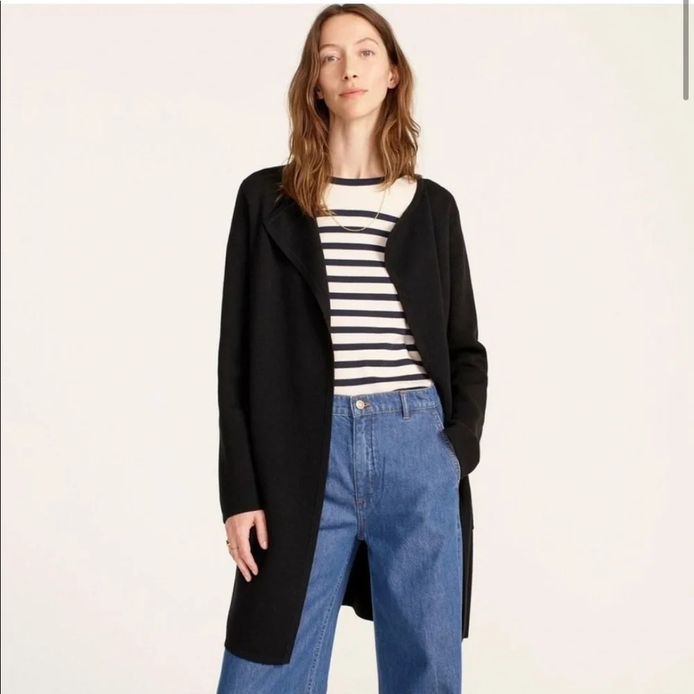 ❌SOLD❌ J. Crew Juliette collarless sweater-blazer in Black - Picture 1 of 8